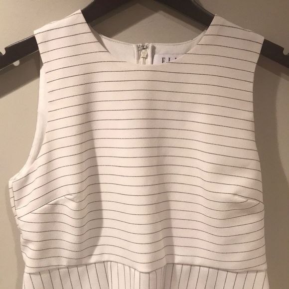 ELLE Asymmetrical Striped Sleeveless Peplum Top - Picture 3 of 10